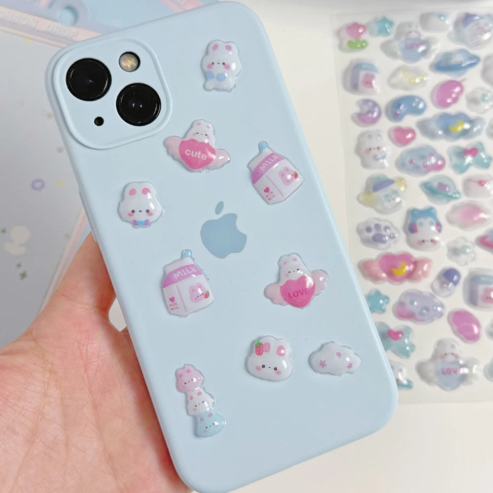 3D Cartoon Embossed Stickers — Sparkle Diamond Decals for Scrapbooking