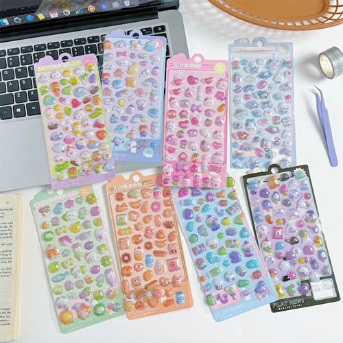 3D Cartoon Embossed Stickers — Sparkle Diamond Decals for Scrapbooking