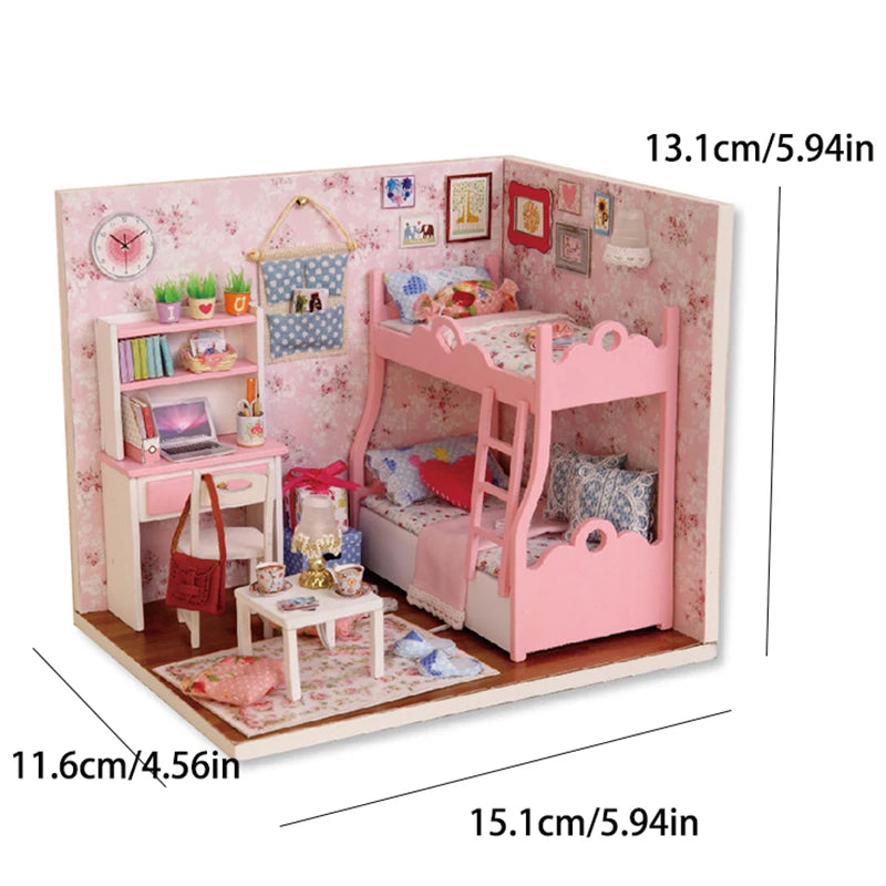 Miniature Dollhouse 3D Puzzle Kit — Kitten Room with Furniture