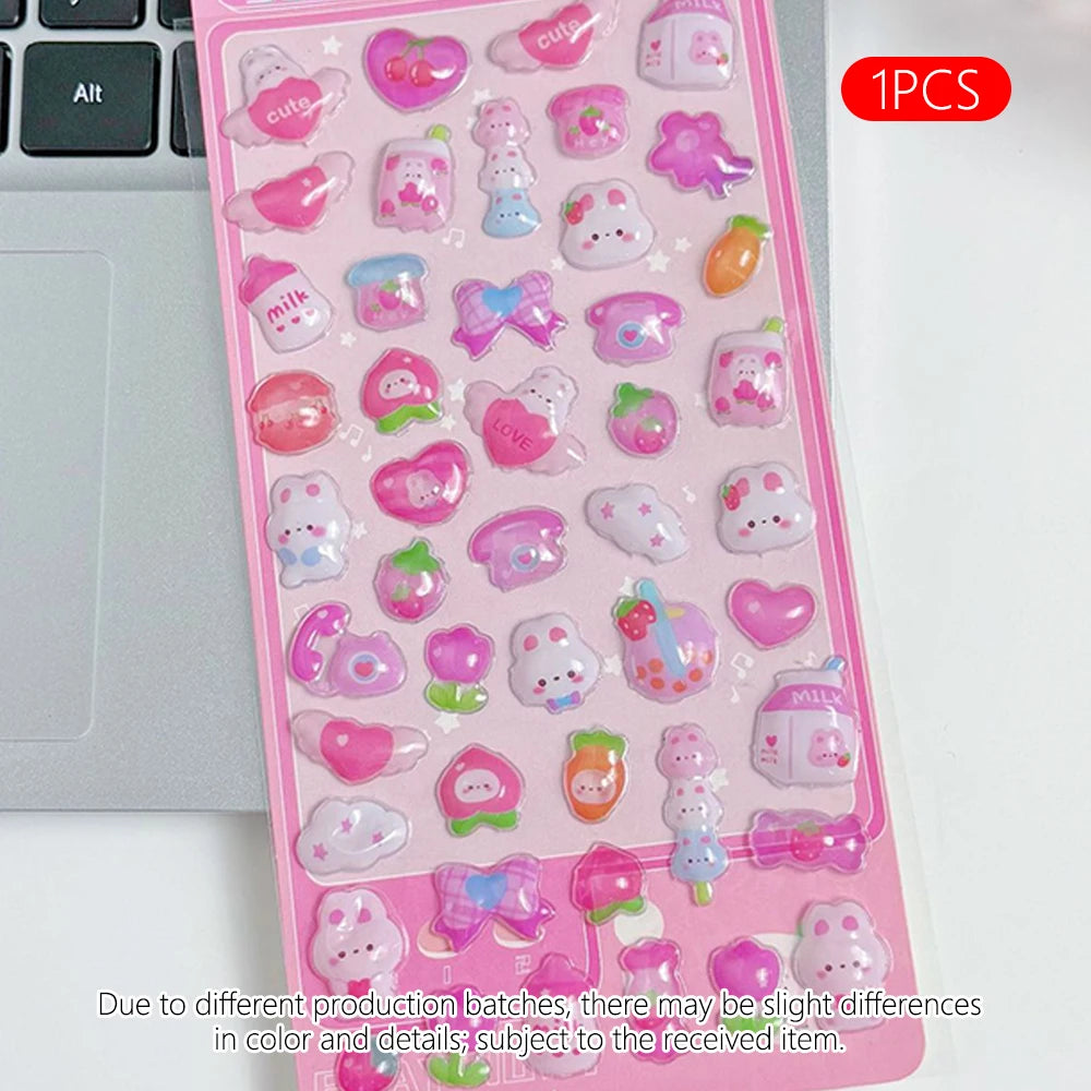 3D Cartoon Embossed Stickers — Sparkle Diamond Decals for Scrapbooking