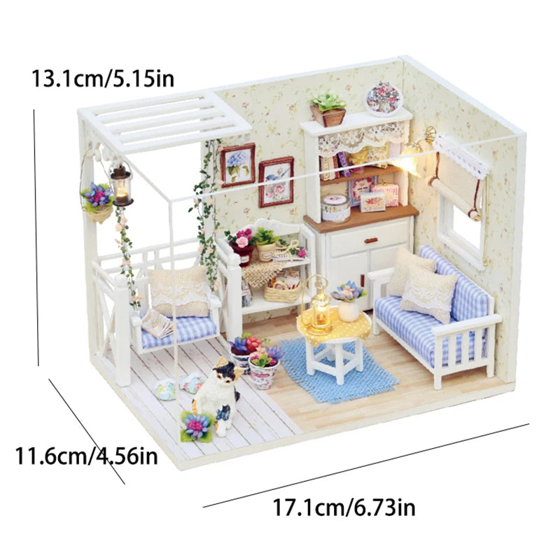 Miniature Dollhouse 3D Puzzle Kit — Kitten Room with Furniture