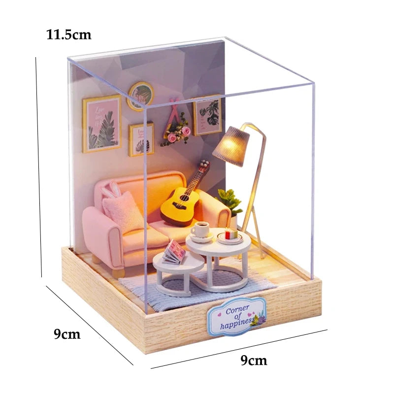 Miniature Dollhouse 3D Puzzle Kit — Kitten Room with Furniture