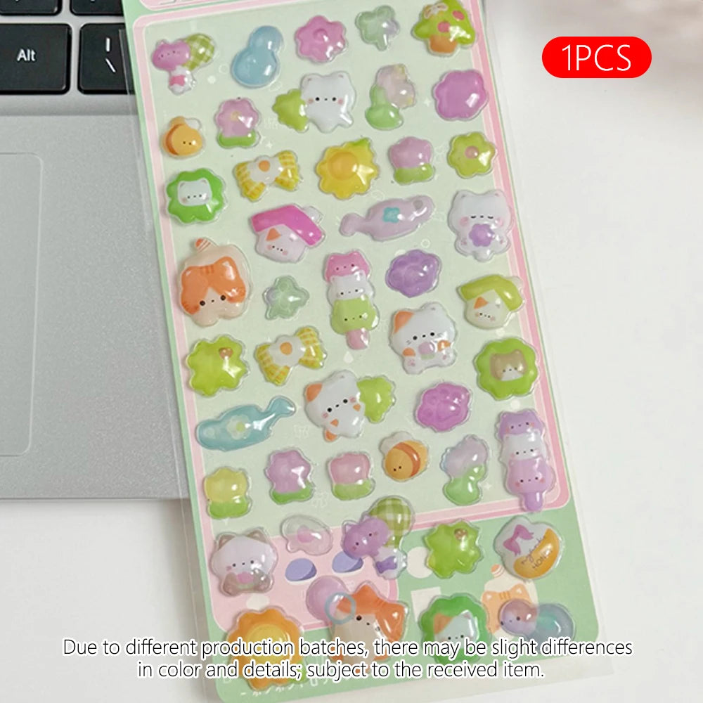 3D Cartoon Embossed Stickers — Sparkle Diamond Decals for Scrapbooking
