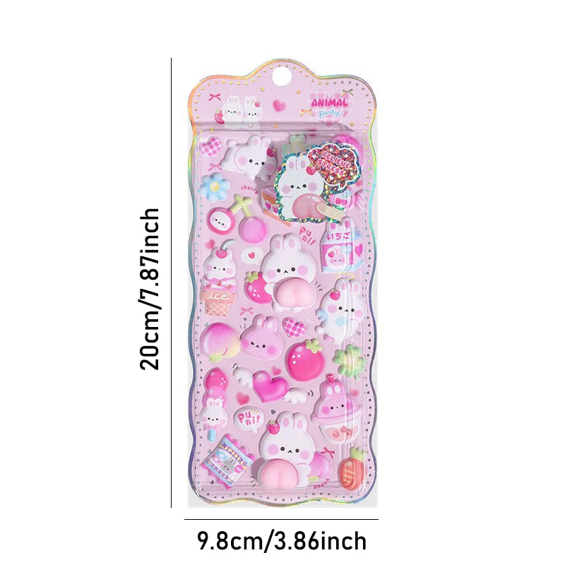 3D Puffy Animal Stickers — Cute Foam Decals for Scrapbooking & Crafts