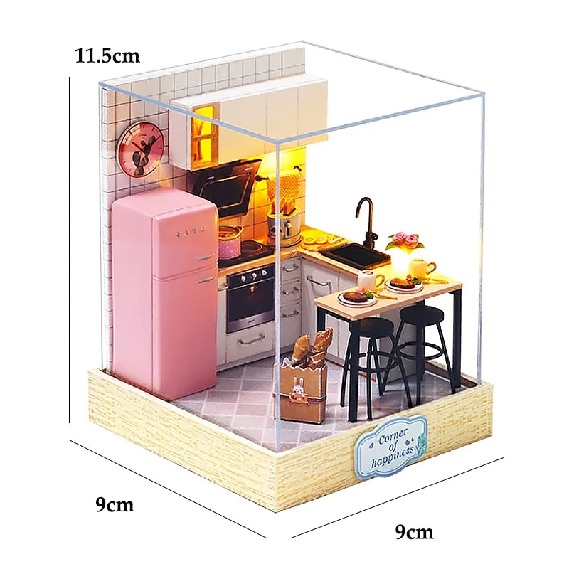 Miniature Dollhouse 3D Puzzle Kit — Kitten Room with Furniture