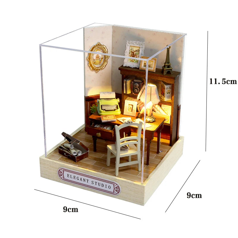 Miniature Dollhouse 3D Puzzle Kit — Kitten Room with Furniture