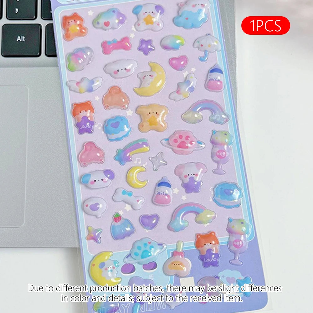3D Cartoon Embossed Stickers — Sparkle Diamond Decals for Scrapbooking