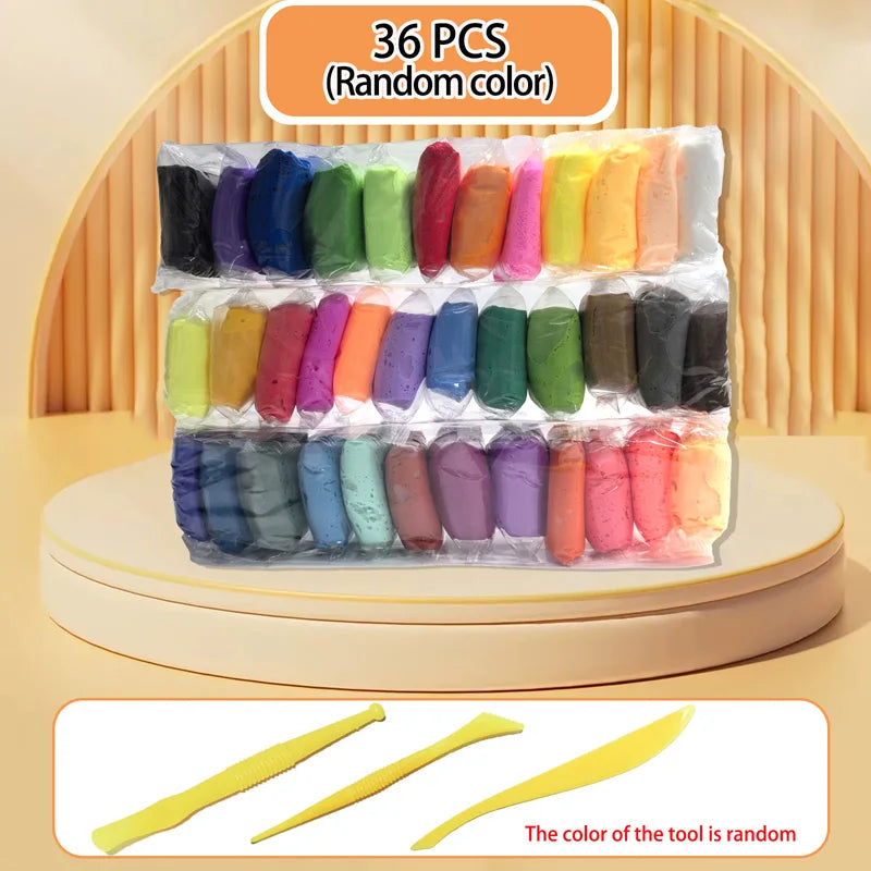 Air-Dry Color Clay Set — 12, 24 or 36 Colors + Carving Tools Included