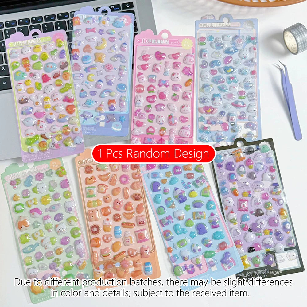 3D Cartoon Embossed Stickers — Sparkle Diamond Decals for Scrapbooking