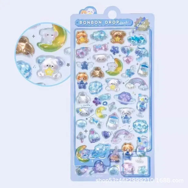 3D Cartoon Embossed Stickers — Sparkle Diamond Decals for Scrapbooking