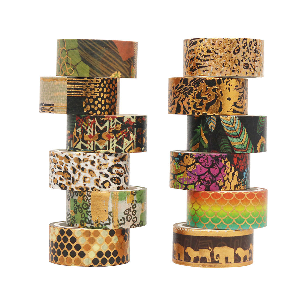 12 Rolls Of Animal Pattern Washi Tape Set