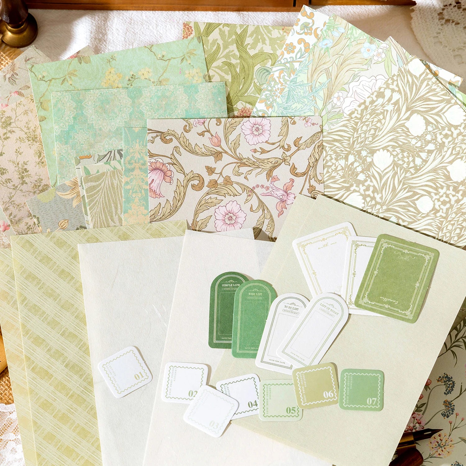 Vintage Scrapbook Paper Pack — 40 Floral Collage Sheets for Junk Journals