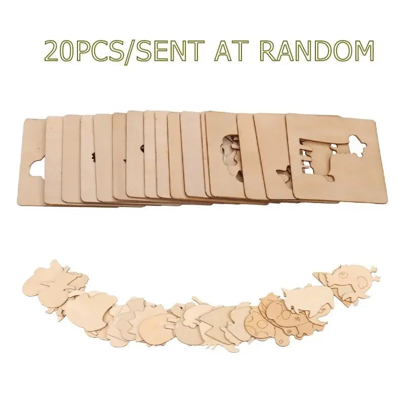 Montessori Wooden Drawing Stencils — 20-Piece Art Template Set for Kids