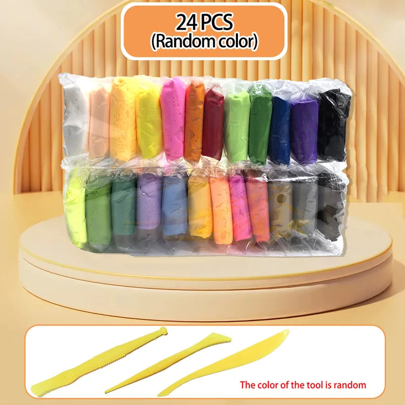 Air-Dry Color Clay Set — 12, 24 or 36 Colors + Carving Tools Included
