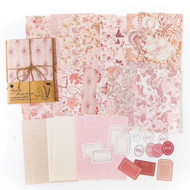 Vintage Scrapbook Paper Pack — 40 Floral Collage Sheets for Junk Journals