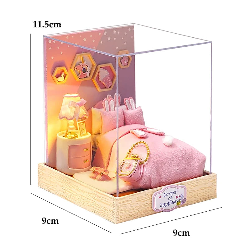 Miniature Dollhouse 3D Puzzle Kit — Kitten Room with Furniture