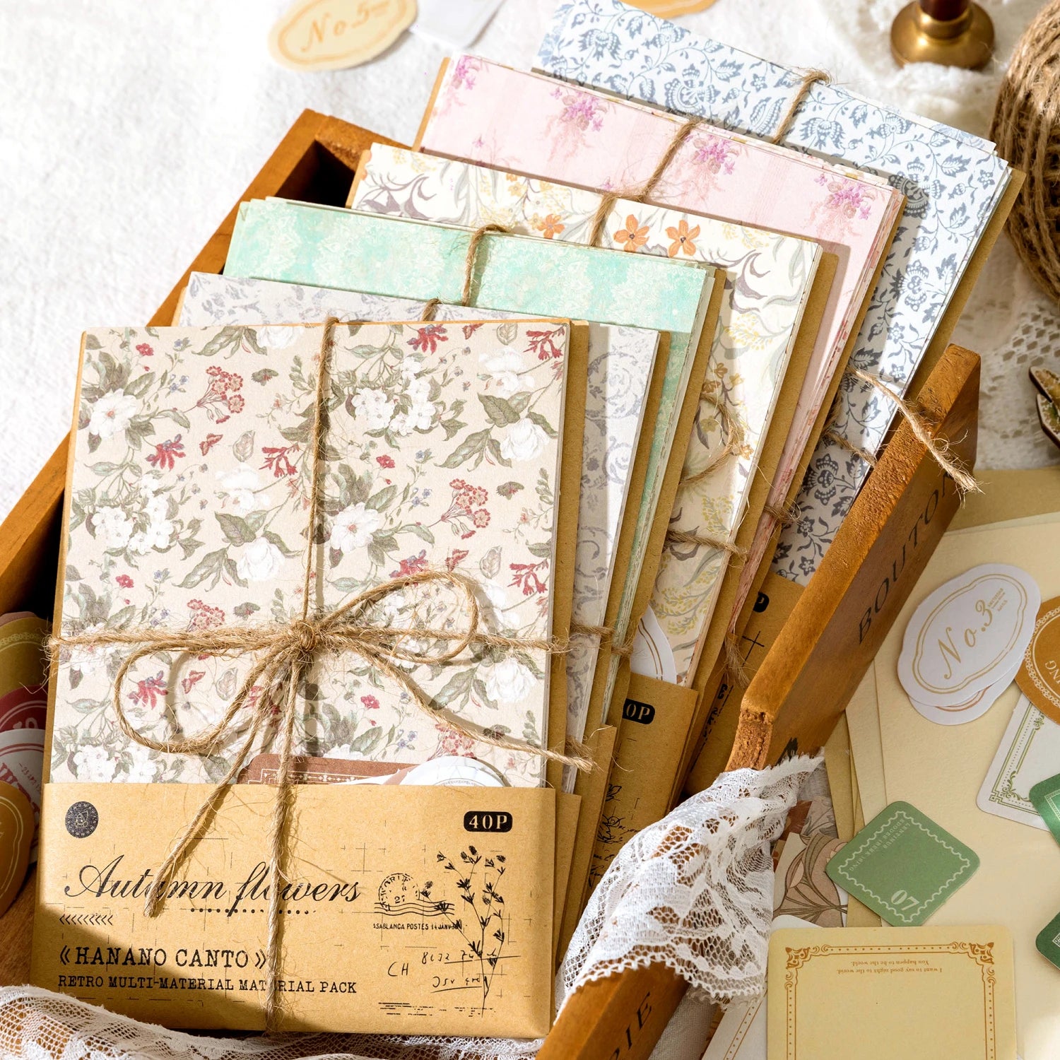 Vintage Scrapbook Paper Pack — 40 Floral Collage Sheets for Junk Journals