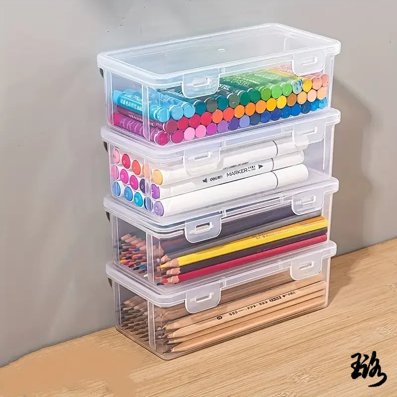 Clear Craft Storage Boxes with Lids — Set of 4 Organizer Containers