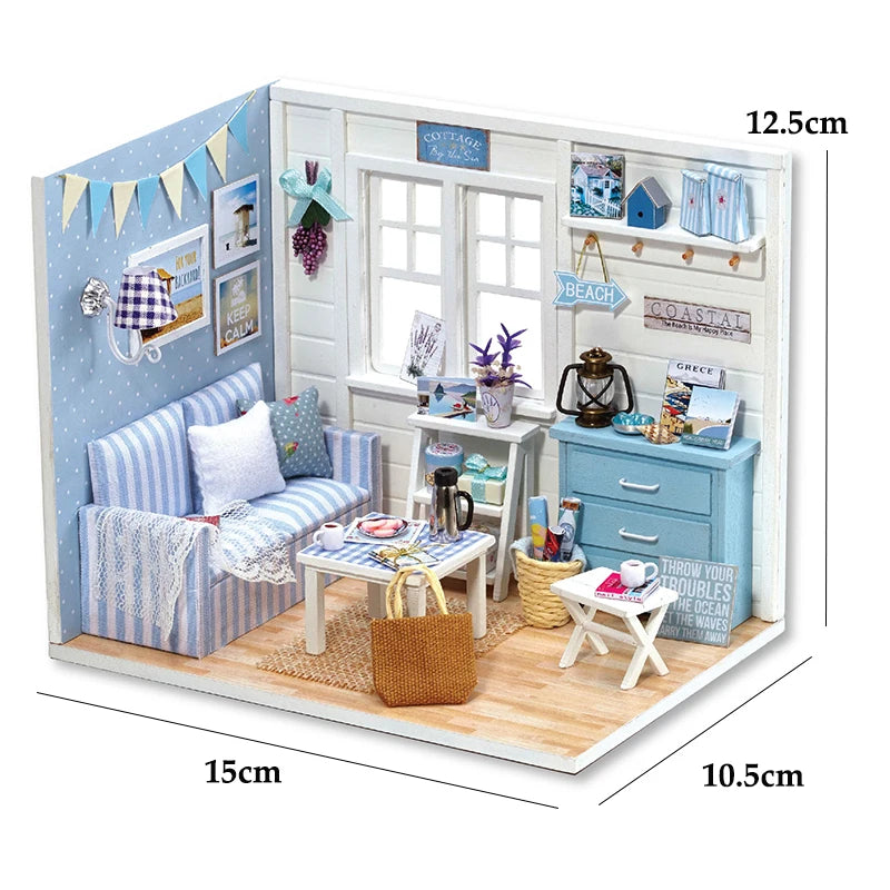Miniature Dollhouse 3D Puzzle Kit — Kitten Room with Furniture