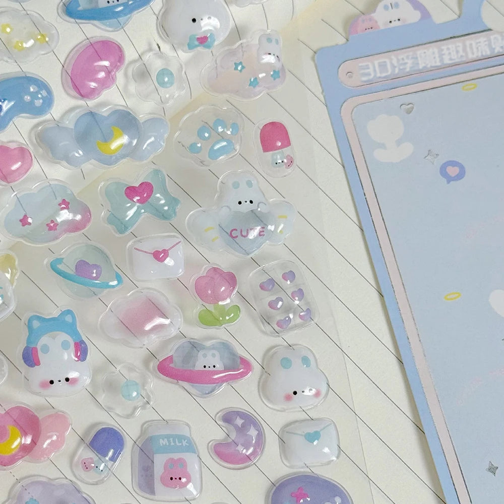 3D Cartoon Embossed Stickers — Sparkle Diamond Decals for Scrapbooking