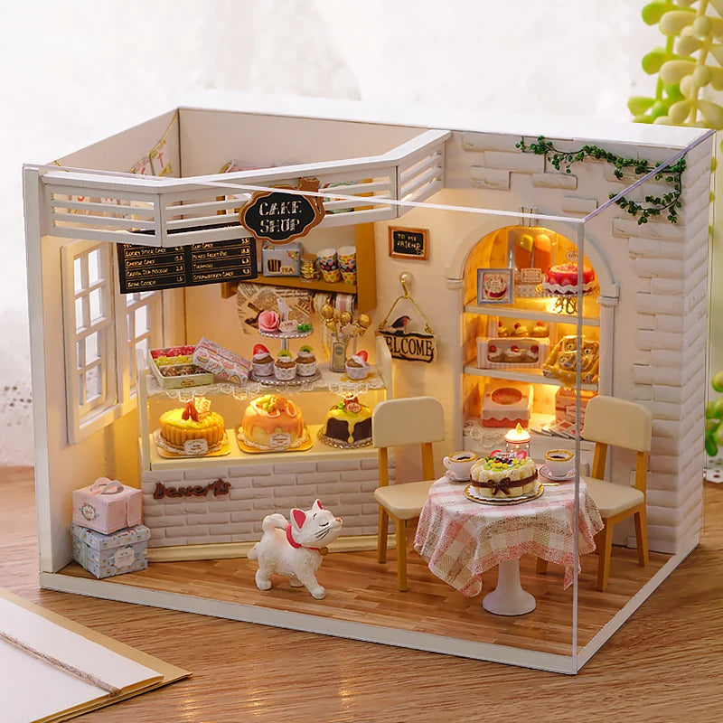 Miniature Dollhouse 3D Puzzle Kit — Kitten Room with Furniture
