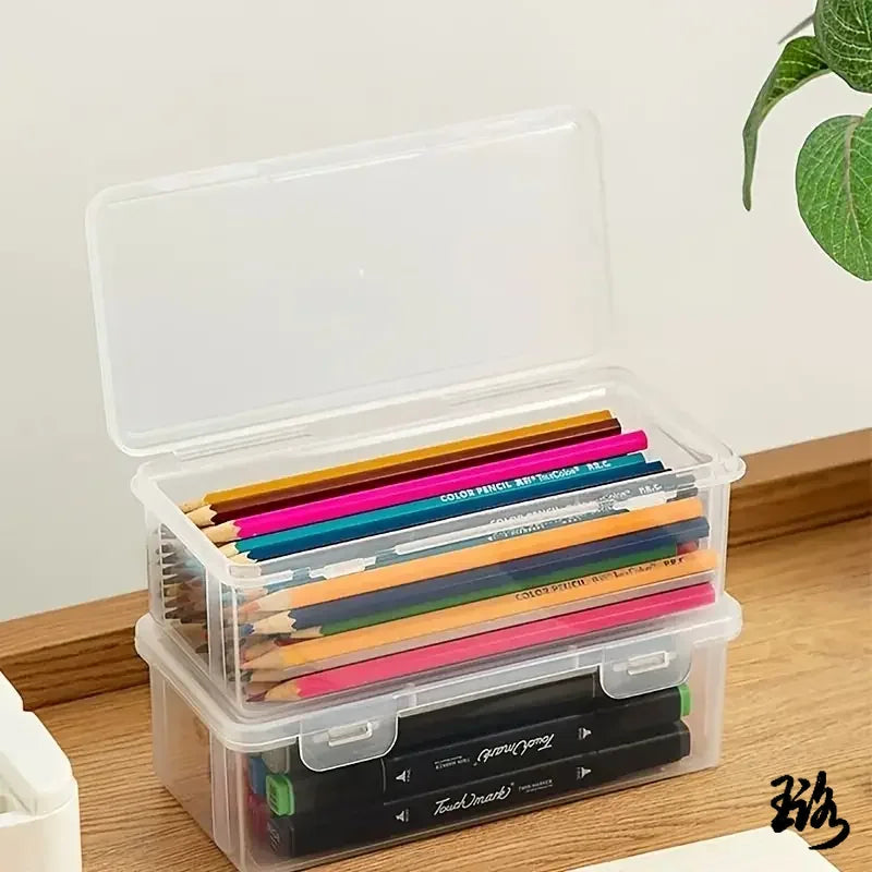 Clear Craft Storage Boxes with Lids — Set of 4 Organizer Containers