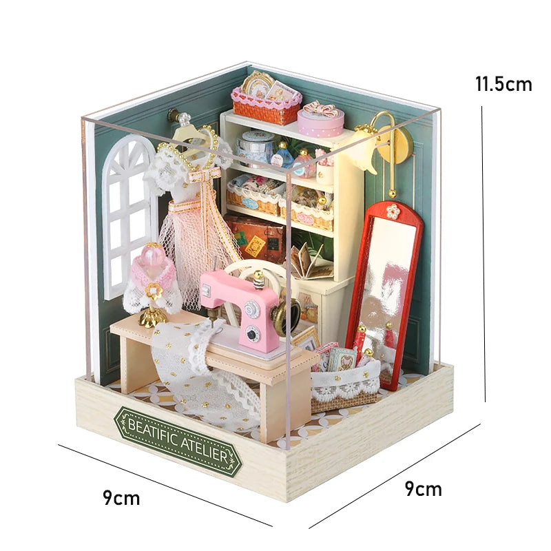 Miniature Dollhouse 3D Puzzle Kit — Kitten Room with Furniture