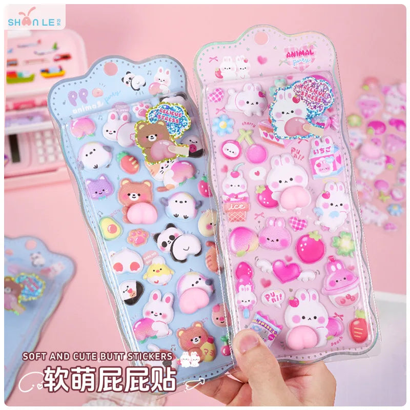 3D Puffy Animal Stickers — Cute Foam Decals for Scrapbooking & Crafts