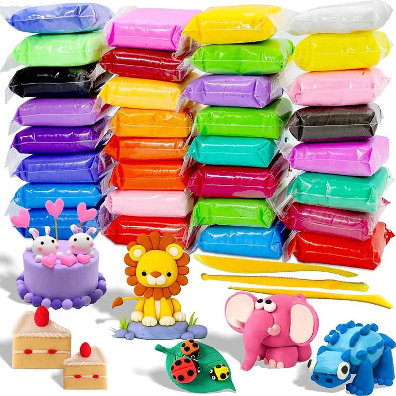 Air-Dry Color Clay Set — 12, 24 or 36 Colors + Carving Tools Included