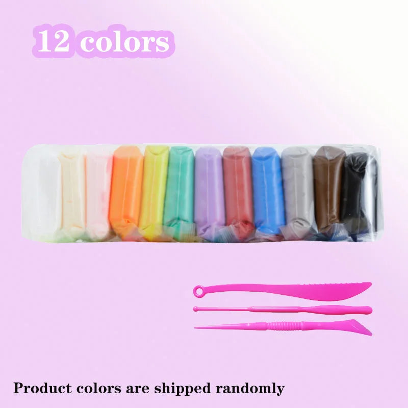Air-Dry Color Clay Set — 12, 24 or 36 Colors + Carving Tools Included